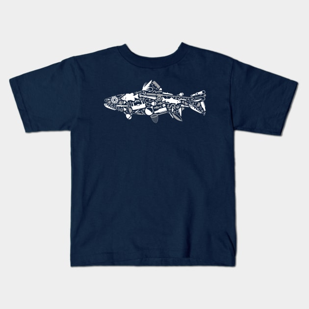 Fishing Tackle Fish Silhouette Design Kids T-Shirt by analogdreamz